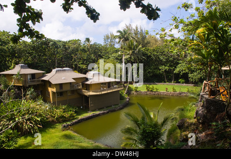 Hana Hale Inn bungalows détente par l'eau dans la détente à Maui Hawaii Hana à distance Banque D'Images