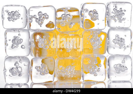 Des cubes de glace et de tranche de citron tourner en studio Banque D'Images