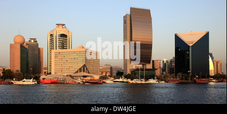 Emirats arabes unis, dubaï, ruisseau, quartier de Deira, Skyline Banque D'Images