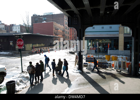 La ligne haute se termine à Gansevoort St Banque D'Images