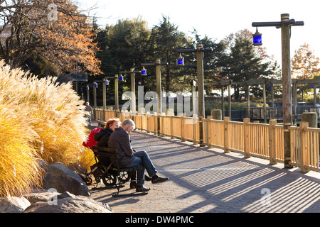 Esplanade, South Cove sur l'Hudson, Battery Park City, NYC Banque D'Images