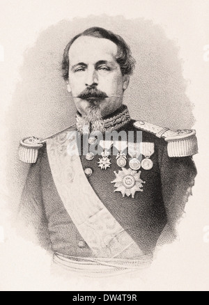 Portrait de l'empereur français Napoléon III - gravure XIX e siècle américain Banque D'Images