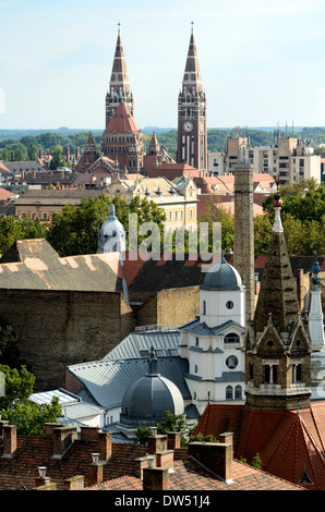 Vue du haut de la tour de l'eau sur la place St Stephan de Csongrad Hongrie Szeged Banque D'Images