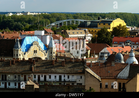 Vue du haut de la tour de l'eau sur la place St Stephan de Csongrad Hongrie Szeged Banque D'Images