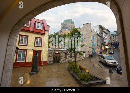 La ville de Québec en un jour de pluie, Château Frontenac, Québec, Canada Banque D'Images