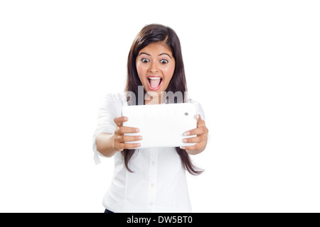 Indian Business Woman Watching phone Banque D'Images