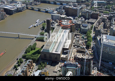 Vue aérienne de la Tate Modern de Londres, southbank art gallery de la Tamise Banque D'Images