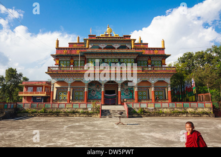 Façade avant de la monastère bouddhiste Gumba Matepani dans Pokhara, Népal Banque D'Images