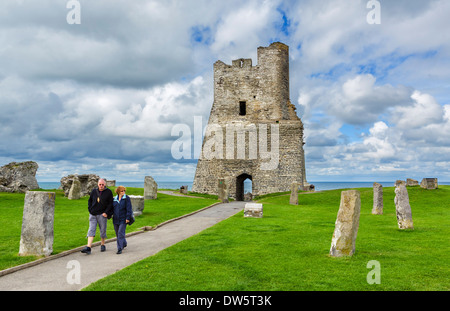 Les vestiges de la porte du nord au château d'Aberystwyth, Aberystwyth, Ceredigion, pays de Galles, Royaume-Uni Banque D'Images