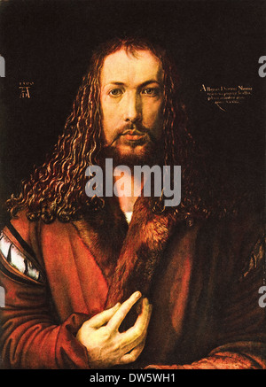 Self Portrait huile sur bois par Albrecht Dürer vers 1500 L'artiste allemand 1471 - 1528 Banque D'Images