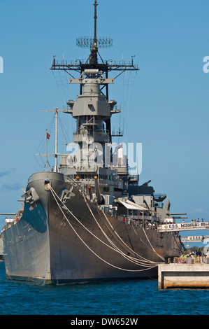 Le cuirassé USS Missouri, Pearl Harbor, Oahu, Hawaii Banque D'Images