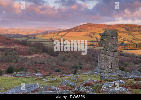 Le nez de Bowerman à Dartmoor, dans le Devon, Angleterre. L'hiver (Janvier) 2014. Banque D'Images