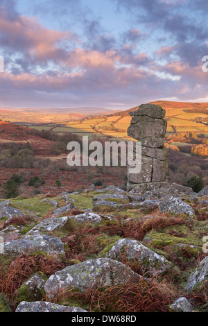 Le nez de Bowerman à Dartmoor, dans le Devon, Angleterre. L'hiver (Janvier) 2014. Banque D'Images