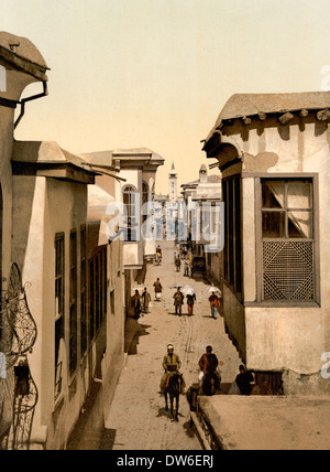 La rue a appelé ligne droite, Damas, Syrie, terre sainte, vers 1900 Banque D'Images