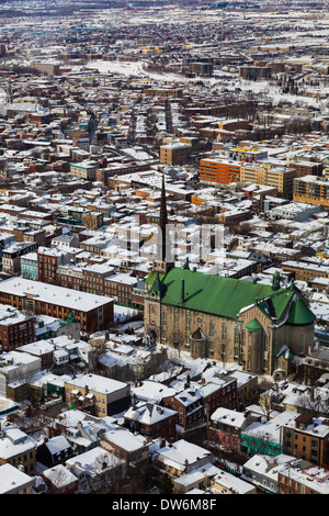 Un aperçu de la ville de Québec, avec l'église de Jean le Baptiste Banque D'Images