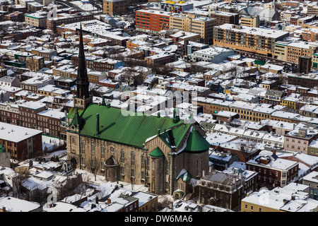 Un aperçu de la ville de Québec, avec l'église de Jean le Baptiste Banque D'Images