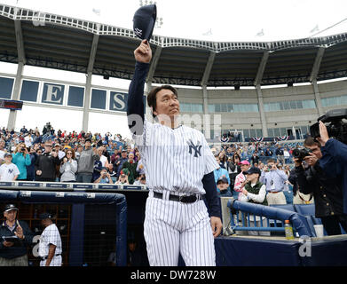 Tampa, Floride, USA. Feb 27, 2014. Hideki Matsui : MLB New York Yankees l'entraînement de printemps, d'un match de baseball à Tampa, Florida, United States . © AFLO/Alamy Live News Banque D'Images