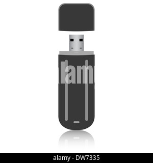 Lecteur flash noir isolé sur le fond blanc. Vector illustration. Banque D'Images