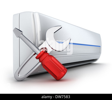 Air conditionné sur fond blanc (fait en 3d) Banque D'Images