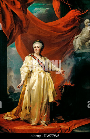 Dmitry Levitzky, Portrait de Catherine II l'Legislatress dans le temple consacré à la Déesse de la Justice. Vers 1780. Banque D'Images