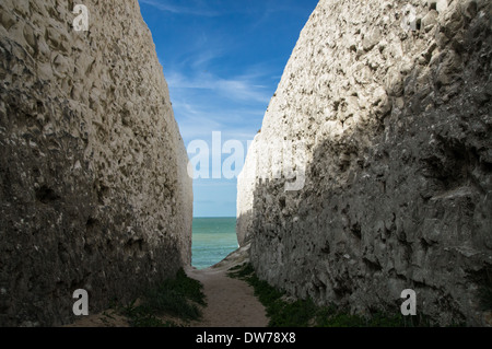 Falaises de craie à Kingsgate Bay Beach à Broadstairs Kent England Royaume-Uni UK Banque D'Images