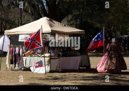 Vendeur tente à la 38e reconstitution annuelle de la bataille d'Olustee (février 2014), Olustee Battlefield Historic State Park, FL. Banque D'Images