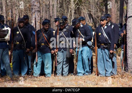 Des soldats afro-américains à Olustee Battlefield Historic State Park près de Lake City, Floride, USA Banque D'Images