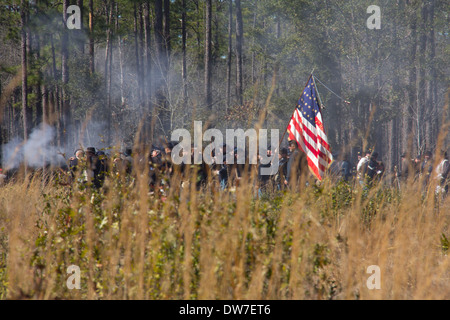 De reconstitution de la bataille d'Olustee, Olustee Battlefield Historic State Park près de Lake City, Floride, USA Banque D'Images