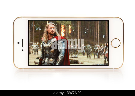 Des films sur iTunes, film Thor sur iPhone 5S, 5 S Banque D'Images