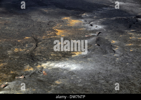 Vue aérienne du champ de lave active dans le volcan Kilauea, Hawaii Volcanoes National Park, Big Island, Hawaii, USA Banque D'Images