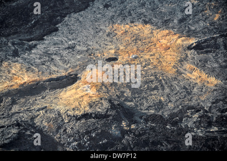 Vue aérienne du champ de lave active dans le volcan Kilauea, Hawaii Volcanoes National Park, Big Island, Hawaii, USA Banque D'Images