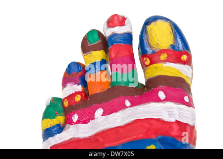 En body painting style primitif des sauvages. L'art fait main motifs peints sur le pied d'hommes macro Banque D'Images