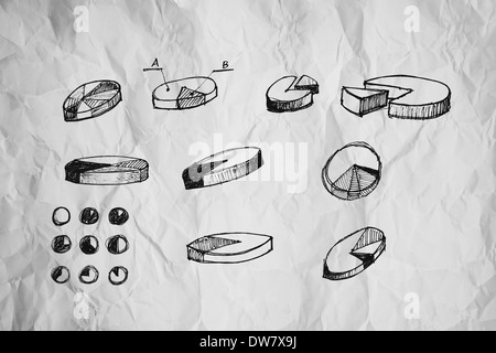 Les graphiques en secteurs et d'autres dessins infographies collection comme éléments de conception. Banque D'Images