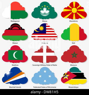 Définir les indicateurs d'états souverains du monde à former des nuages. Il vecteur Banque D'Images