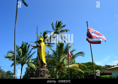 Statue du Roi Kamehameha I Original, Kapaau, Big Island, Hawaii, USA Banque D'Images