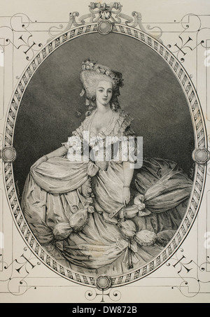 La princesse Marie Louise de Savoie (1749-1792). Confidente de la Reine Marie Antoinette. Portrait. La gravure. Banque D'Images