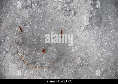 Un smiley sur glace Banque D'Images