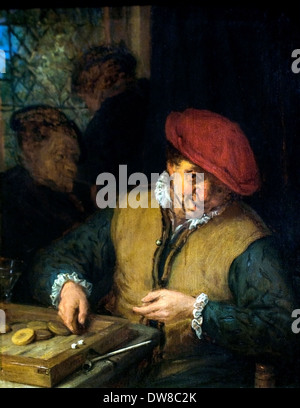 Le Triktrakspieler - Tric Trac 1660 Backgammon Joueur Adriaen van Ostade 1610 - 1685 Pays-Bas Néerlandais Banque D'Images