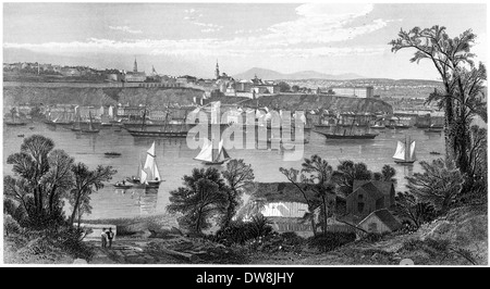Une gravure intitulée "Québec" numérisées à haute résolution à partir d'un livre publié en 1874. Croyait libres de droit. Banque D'Images