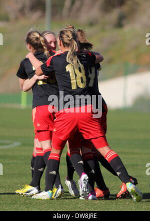 La Manga, en Espagne. 3 mars 2014. Angleterre / Allemagne moins de 23 ans, tournoi de La Manga Club, Espagne. Allemagne célébrer Photographie par Tony Henshaw Crédit : Tony Henshaw/Alamy Live News Banque D'Images