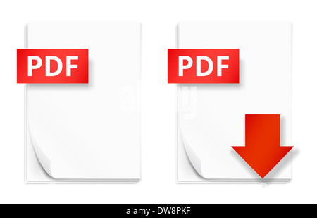 Feuille de papier PDF icônes Banque D'Images