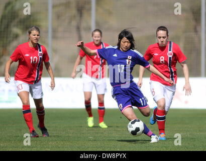 La Manga, en Espagne. 3 mars 2014. Le Japon, la Norvège v moins de 23 femmes, tournoi de La Manga, en Espagne Hisui Haza - Japon Photo de Tony Henshaw/Alamy Live News Banque D'Images