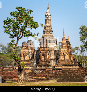 Wat Mahathat temple, Parc historique de Sukhothai, Thaïlande Banque D'Images