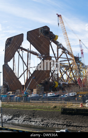 La création d'une plate-forme de pétrole ou de gaz offshore Offshore Group Inc., Cour d'Hadrien de Newcastle, Angleterre du Nord-Est UK Banque D'Images