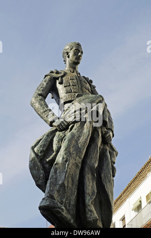 Monument à la torero Manolete, Manuel Rodriguez, la Plaza del Conde de Priego de Córdoba, province de Córdoba, Andalousie, Espagne Banque D'Images