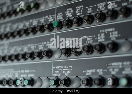 Vue rapprochée d'aéronefs panneau de fusibles Banque D'Images