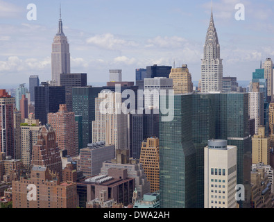 Vue aérienne de Manhattan skyline, New York, USA Banque D'Images