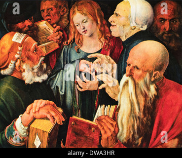 Le Christ parmi les docteurs huile sur bois par Albrecht Durer circa 1506 - 1528 L'artiste allemand 1471 Banque D'Images