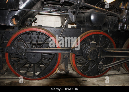 Roues d'entraînement sur l'ancien train à vapeur Banque D'Images