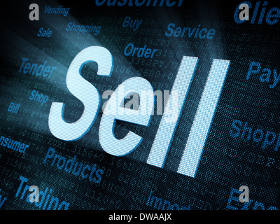 Mot Pixeled vendre sur écran numérique Banque D'Images